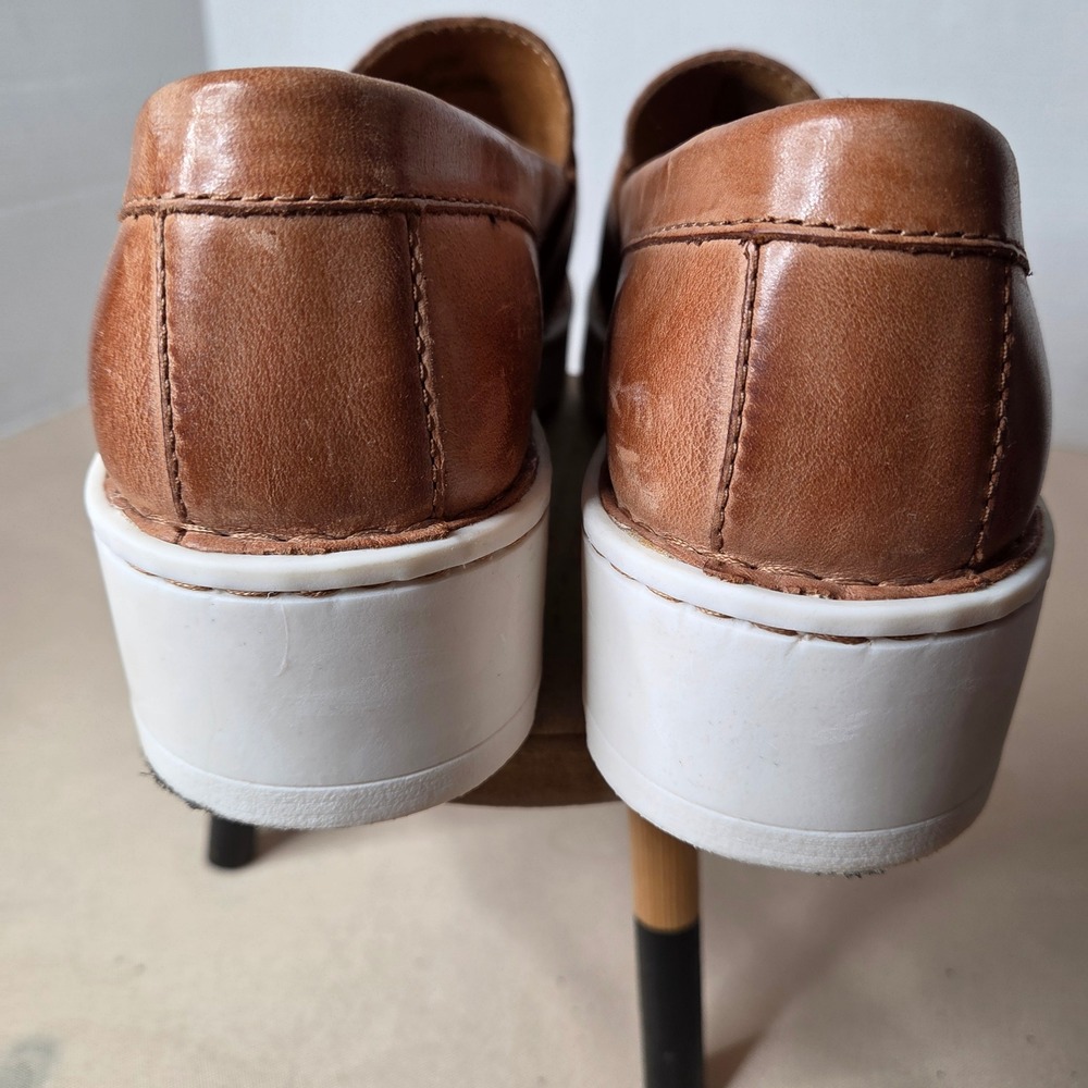 Born Contessa Tan Leather Platform Loafers Buckle Strap Lug Sole Shoes Womens 9M - Picture 7 of 15